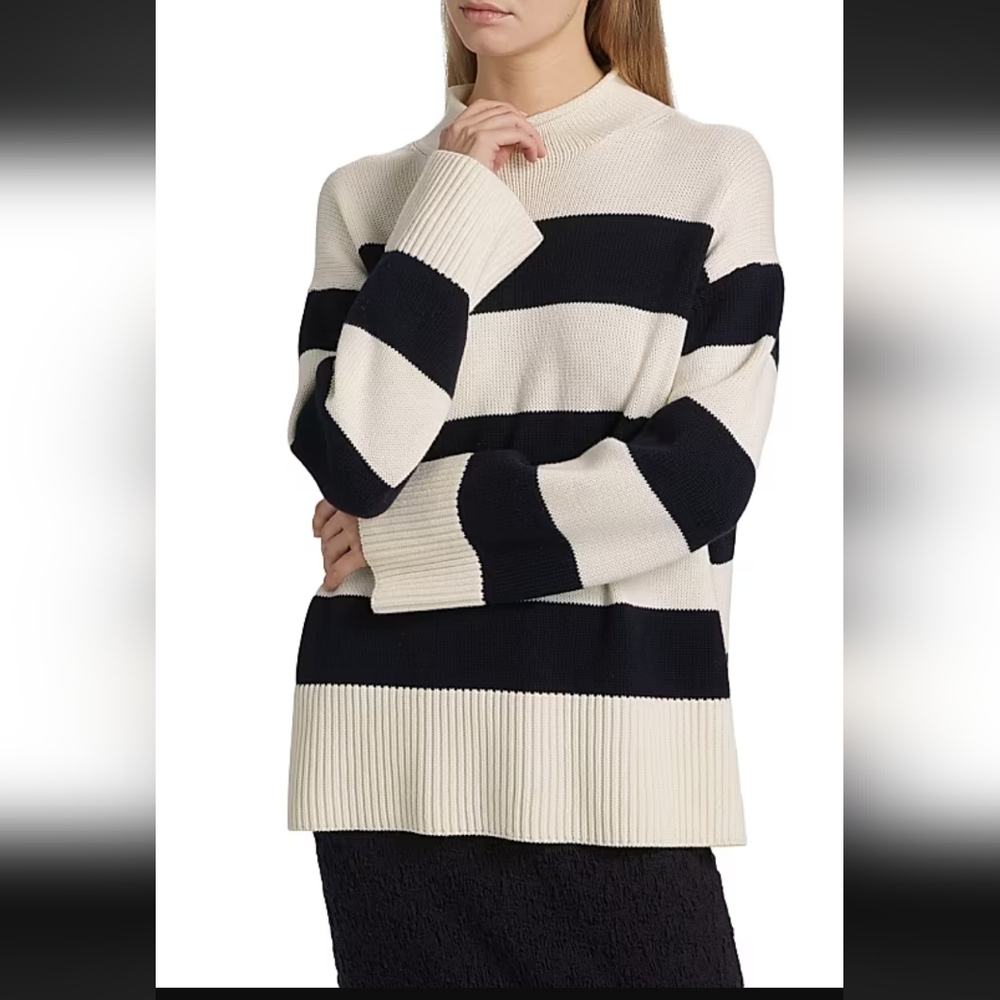 NWOT VINCE WOMENS OVERSIZED STRIPED ROLL NECK SWEATER - Picture 3 of 9